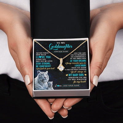 Alluring Beauty Necklace 18K Yellow Gold Finish | 2 | Personalized To My Goddaughter Gifts From Aunt Necklace White Tiger Never Forget How Much I Love You Goddaughter Birthday Christmas Gift Box Message Card | teecentury.myshopify