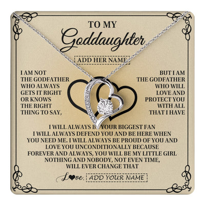 Forever Love Necklace 14K White Gold Finish | 1 | Personalized To My Goddaughter Gifts From Godfather Goddaughter Birthday Gifts Jewelry For Women Goddaughter Pendant Necklace Christmas Gift Box Message Card | teecentury.myshopify