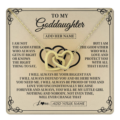 Interlocking Hearts Necklace 18K Yellow Gold Finish | 1 | Personalized To My Goddaughter Gifts From Godfather Goddaughter Birthday Gifts Jewelry For Women Goddaughter Pendant Necklace Christmas Gift Box Message Card | teecentury.myshopify
