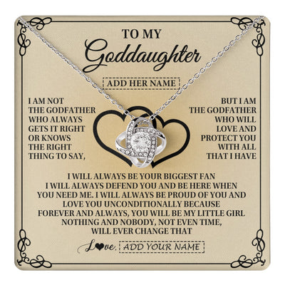 Love Knot Necklace 14K White Gold Finish | 1 | Personalized To My Goddaughter Gifts From Godfather Goddaughter Birthday Gifts Jewelry For Women Goddaughter Pendant Necklace Christmas Gift Box Message Card | teecentury.myshopify