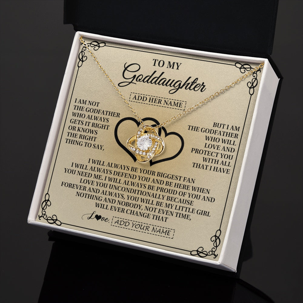 Love Knot Necklace 18K Yellow Gold Finish | 2 | Personalized To My Goddaughter Gifts From Godfather Goddaughter Birthday Gifts Jewelry For Women Goddaughter Pendant Necklace Christmas Gift Box Message Card | teecentury.myshopify