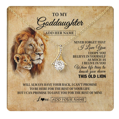Alluring Beauty Necklace 18K Yellow Gold Finish | 1 | Personalized To My Goddaughter Gifts From Godfather Lion Necklace I Love You Goddaughter Birthday Gifts Graduation Christmas Custom Gift Box Message Card | teecentury.myshopify
