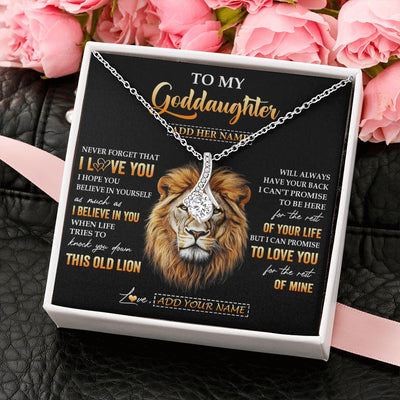 Alluring Beauty Necklace 14K White Gold Finish | 2 | Personalized To My Goddaughter Gifts From Godfather Necklace Old Lion Love You Goddaughter Birthday Gifts Graduation Christmas Custom Gift Box Message Card | teecentury.myshopify