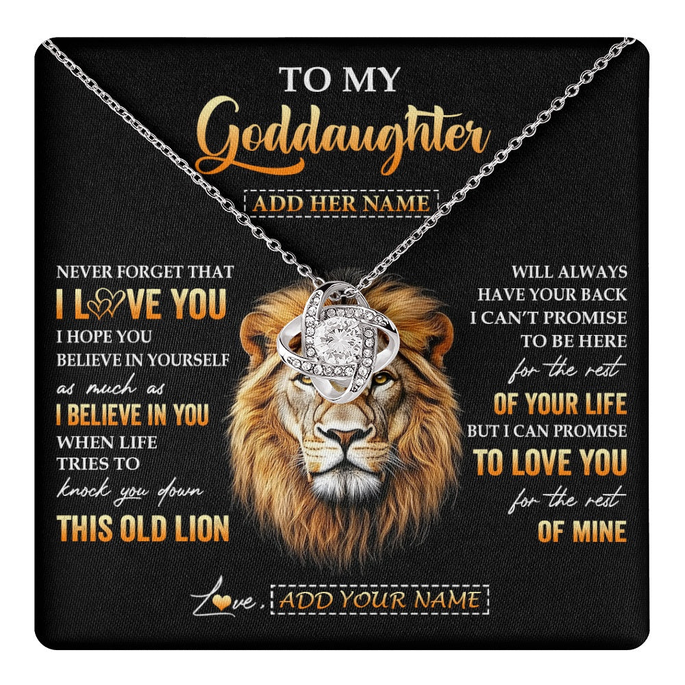 Love Knot Necklace 14K White Gold Finish | 1 | Personalized To My Goddaughter Gifts From Godfather Necklace Old Lion Love You Goddaughter Birthday Gifts Graduation Christmas Custom Gift Box Message Card | teecentury.myshopify