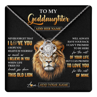 Love Knot Necklace 14K White Gold Finish | 1 | Personalized To My Goddaughter Gifts From Godfather Necklace Old Lion Love You Goddaughter Birthday Gifts Graduation Christmas Custom Gift Box Message Card | teecentury.myshopify