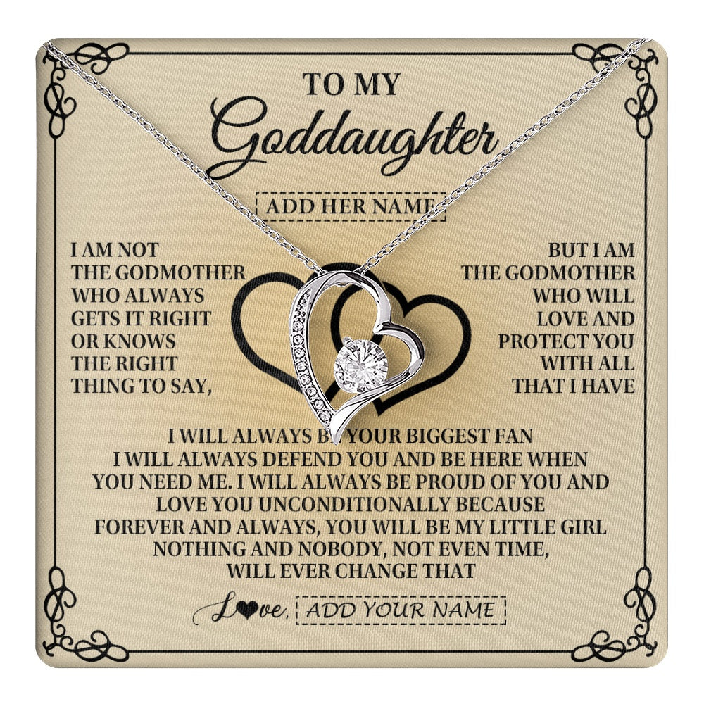 Forever Love Necklace 14K White Gold Finish | 1 | Personalized To My Goddaughter Gifts From Godmother Goddaughter Birthday Gifts Jewelry For Women Goddaughter Pendant Necklace Christmas Gift Box Message Card | teecentury.myshopify