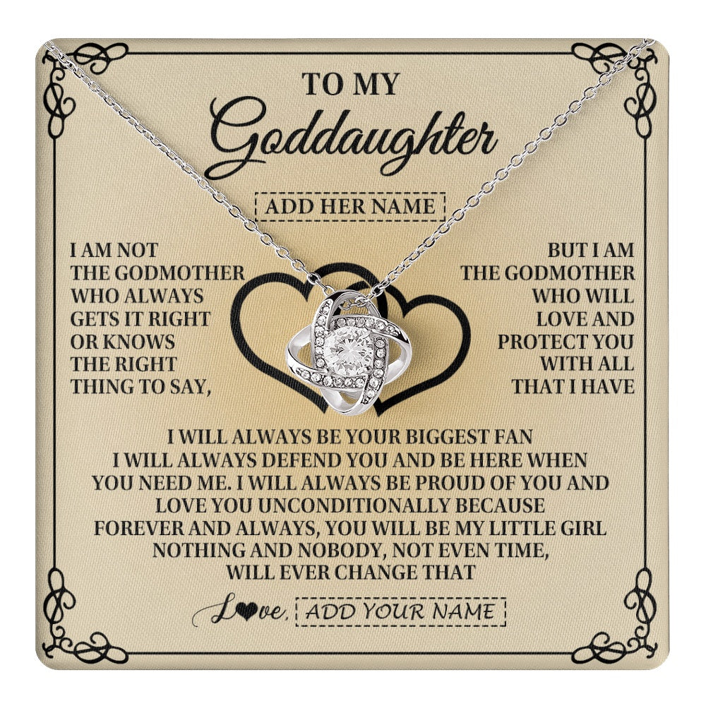 Love Knot Necklace 14K White Gold Finish | 1 | Personalized To My Goddaughter Gifts From Godmother Goddaughter Birthday Gifts Jewelry For Women Goddaughter Pendant Necklace Christmas Gift Box Message Card | teecentury.myshopify