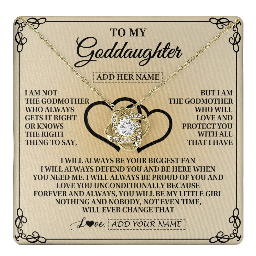 Love Knot Necklace 18K Yellow Gold Finish | 1 | Personalized To My Goddaughter Gifts From Godmother Goddaughter Birthday Gifts Jewelry For Women Goddaughter Pendant Necklace Christmas Gift Box Message Card | teecentury.myshopify