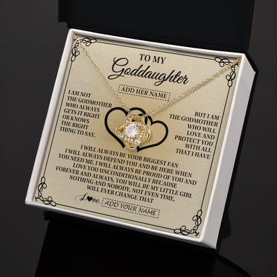 Love Knot Necklace 18K Yellow Gold Finish | 2 | Personalized To My Goddaughter Gifts From Godmother Goddaughter Birthday Gifts Jewelry For Women Goddaughter Pendant Necklace Christmas Gift Box Message Card | teecentury.myshopify