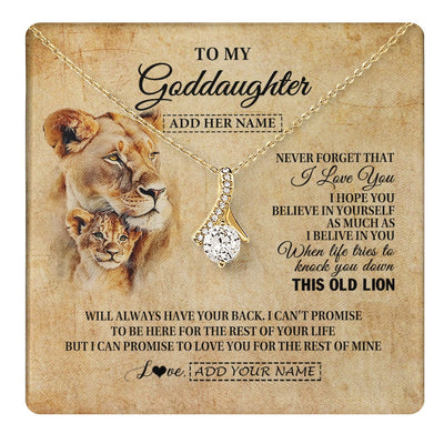 Alluring Beauty Necklace 18K Yellow Gold Finish | 1 | Personalized To My Goddaughter Gifts From Godmother Lion Necklace I Love You Goddaughter Birthday Gifts Graduation Christmas Custom Gift Box Message Card | teecentury.myshopify