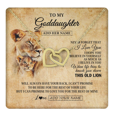 Interlocking Hearts Necklace 18K Yellow Gold Finish | 1 | Personalized To My Goddaughter Gifts From Godmother Lion Necklace I Love You Goddaughter Birthday Gifts Graduation Christmas Custom Gift Box Message Card | teecentury.myshopify