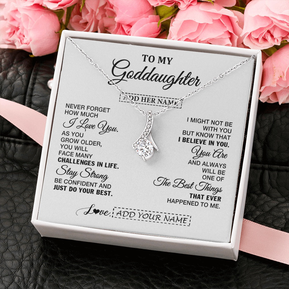 Alluring Beauty Necklace 14K White Gold Finish | 2 | Personalized To My Goddaughter Gifts From Godmother Necklace I Love You Thoughtful Keepsake Gift Goddaughter Birthday Christmas Custom Gift Box Message Card | https://teecentury.