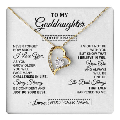Forever Love Necklace 18K Yellow Gold Finish | 1 | Personalized To My Goddaughter Gifts From Godmother Necklace I Love You Thoughtful Keepsake Gift Goddaughter Birthday Christmas Custom Gift Box Message Card | https://teecentury.