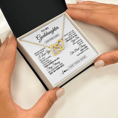 Interlocking Hearts Necklace 18K Yellow Gold Finish | 2 | Personalized To My Goddaughter Gifts From Godmother Necklace I Love You Thoughtful Keepsake Gift Goddaughter Birthday Christmas Custom Gift Box Message Card | https://teecentury.