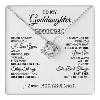 Love Knot Necklace 14K White Gold Finish | 1 | Personalized To My Goddaughter Gifts From Godmother Necklace I Love You Thoughtful Keepsake Gift Goddaughter Birthday Christmas Custom Gift Box Message Card | https://teecentury.