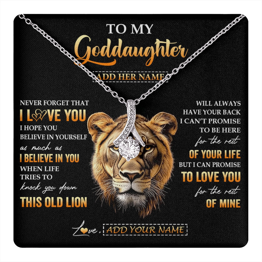 Alluring Beauty Necklace 14K White Gold Finish | 1 | Personalized To My Goddaughter Gifts From Godmother Necklace Old Lion Love You Goddaughter Birthday Gifts Graduation Christmas Custom Gift Box Message Card | teecentury.myshopify