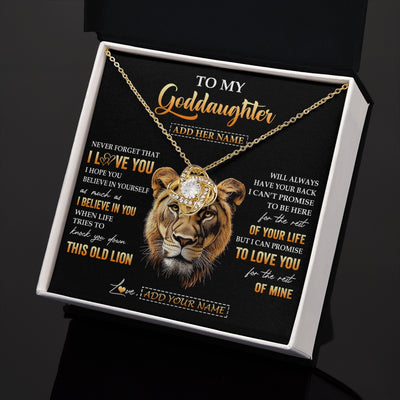 Love Knot Necklace 18K Yellow Gold Finish | 2 | Personalized To My Goddaughter Gifts From Godmother Necklace Old Lion Love You Goddaughter Birthday Gifts Graduation Christmas Custom Gift Box Message Card | teecentury.myshopify