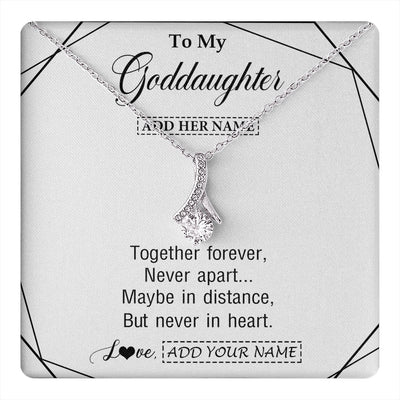 Alluring Beauty Necklace 14K White Gold Finish | 1 | Personalized To My Goddaughter Gifts From Godmother Necklace Together Forever With Heartfelt Message Goddaughter Birthday Christmas Gift Box Message Card | https://teecentury.