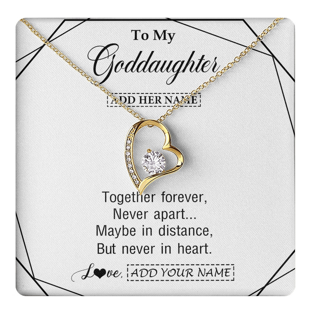 Forever Love Necklace 18K Yellow Gold Finish | 1 | Personalized To My Goddaughter Gifts From Godmother Necklace Together Forever With Heartfelt Message Goddaughter Birthday Christmas Gift Box Message Card | https://teecentury.