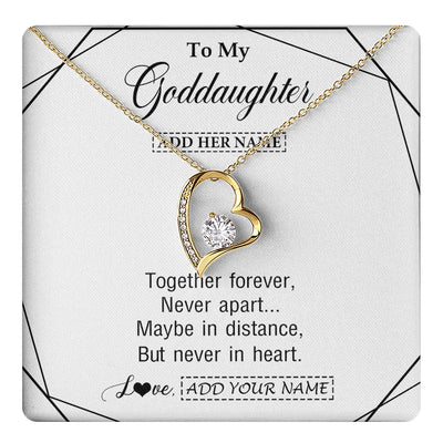 Forever Love Necklace 18K Yellow Gold Finish | 1 | Personalized To My Goddaughter Gifts From Godmother Necklace Together Forever With Heartfelt Message Goddaughter Birthday Christmas Gift Box Message Card | https://teecentury.
