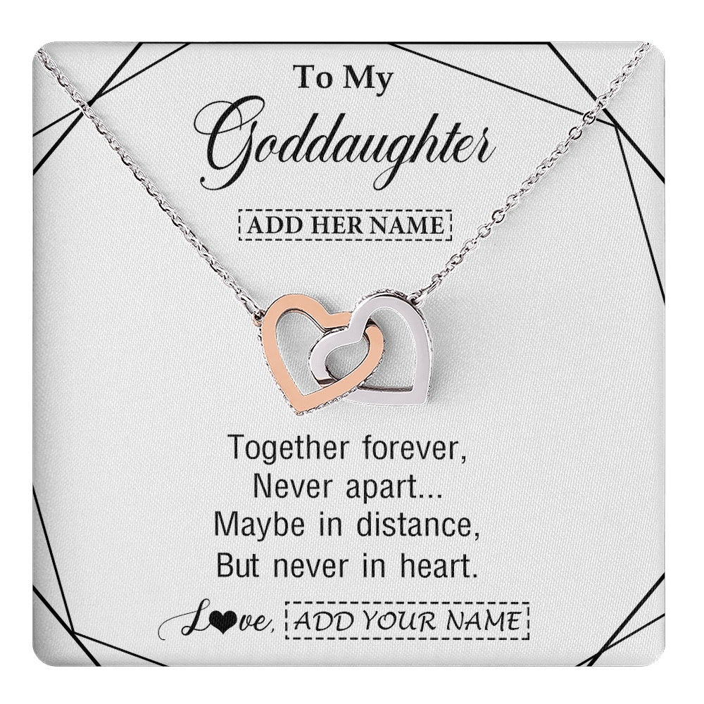 Interlocking Hearts Necklace Stainless Steel & Rose Gold Finish | 1 | Personalized To My Goddaughter Gifts From Godmother Necklace Together Forever With Heartfelt Message Goddaughter Birthday Christmas Gift Box Message Card | https://teecentury.
