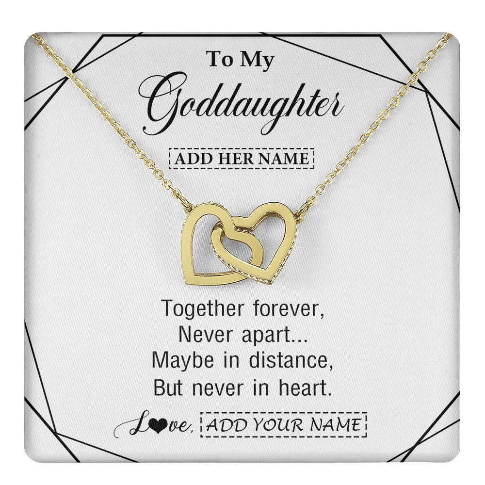 Interlocking Hearts Necklace 18K Yellow Gold Finish | 1 | Personalized To My Goddaughter Gifts From Godmother Necklace Together Forever With Heartfelt Message Goddaughter Birthday Christmas Gift Box Message Card | https://teecentury.