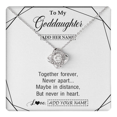 Love Knot Necklace 14K White Gold Finish | 1 | Personalized To My Goddaughter Gifts From Godmother Necklace Together Forever With Heartfelt Message Goddaughter Birthday Christmas Gift Box Message Card | https://teecentury.