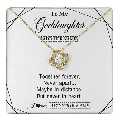 Love Knot Necklace 18K Yellow Gold Finish | 1 | Personalized To My Goddaughter Gifts From Godmother Necklace Together Forever With Heartfelt Message Goddaughter Birthday Christmas Gift Box Message Card | https://teecentury.