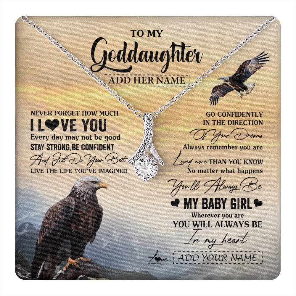 Alluring Beauty Necklace 14K White Gold Finish | 1 | Personalized To My Goddaughter Gifts From Uncle Eagle Never Forget How Much I Love You Goddaughter Birthday Graduation Christmas Custom Gift Box Message Card | teecentury.myshopify