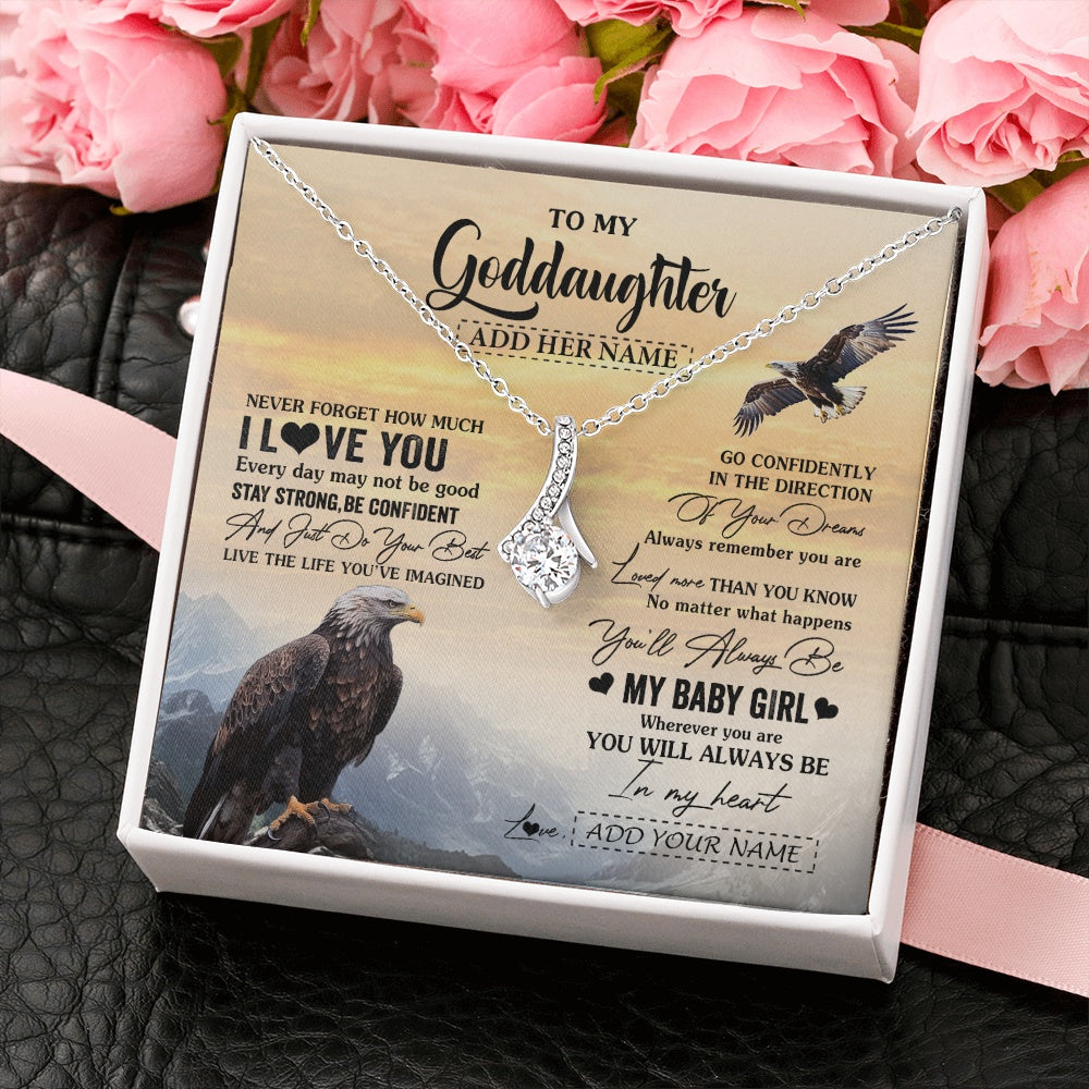 Alluring Beauty Necklace 14K White Gold Finish | 2 | Personalized To My Goddaughter Gifts From Uncle Eagle Never Forget How Much I Love You Goddaughter Birthday Graduation Christmas Custom Gift Box Message Card | teecentury.myshopify