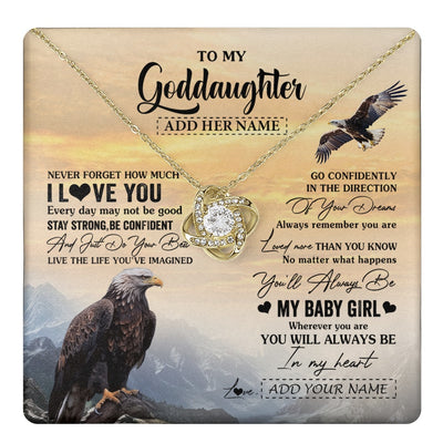 Love Knot Necklace 18K Yellow Gold Finish | 1 | Personalized To My Goddaughter Gifts From Uncle Eagle Never Forget How Much I Love You Goddaughter Birthday Graduation Christmas Custom Gift Box Message Card | teecentury.myshopify