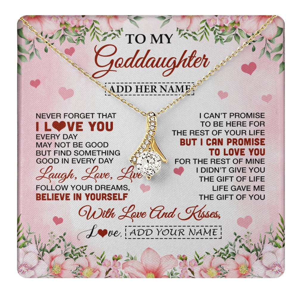 Alluring Beauty Necklace 18K Yellow Gold Finish | 1 | Personalized To My Goddaughter Gifts Necklace From Aunt Floral I Love You Birthday Gifts For Goddaughter Graduation Christmas Customized Gift Box Message Card | https://teecentury.