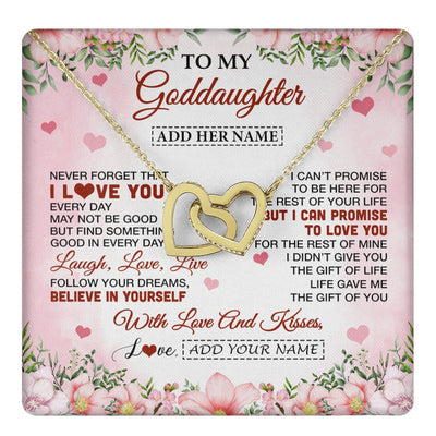 Interlocking Hearts Necklace 18K Yellow Gold Finish | 1 | Personalized To My Goddaughter Gifts Necklace From Aunt Floral I Love You Birthday Gifts For Goddaughter Graduation Christmas Customized Gift Box Message Card | https://teecentury.