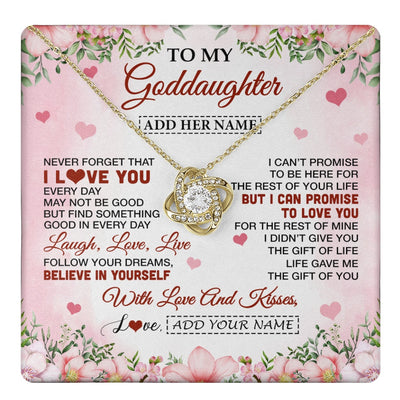 Love Knot Necklace 18K Yellow Gold Finish | 1 | Personalized To My Goddaughter Gifts Necklace From Aunt Floral I Love You Birthday Gifts For Goddaughter Graduation Christmas Customized Gift Box Message Card | https://teecentury.