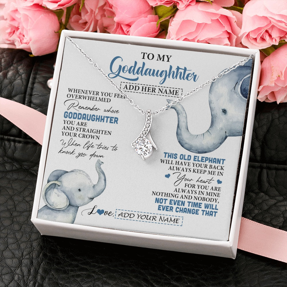 Alluring Beauty Necklace 14K White Gold Finish | 2 | Personalized To My Goddaughter Gifts Necklace From Aunt Whenever Elephant Unique Birthday Gifts For Goddaughter Graduation Christmas Gift Box Message Card | teecentury.myshopify