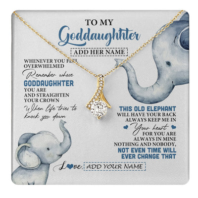 Alluring Beauty Necklace 18K Yellow Gold Finish | 1 | Personalized To My Goddaughter Gifts Necklace From Aunt Whenever Elephant Unique Birthday Gifts For Goddaughter Graduation Christmas Gift Box Message Card | teecentury.myshopify