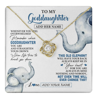 Love Knot Necklace 18K Yellow Gold Finish | 1 | Personalized To My Goddaughter Gifts Necklace From Aunt Whenever Elephant Unique Birthday Gifts For Goddaughter Graduation Christmas Gift Box Message Card | teecentury.myshopify