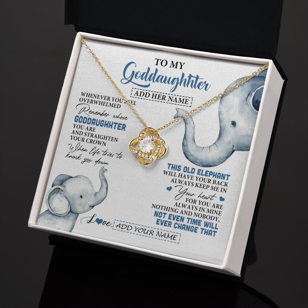 Love Knot Necklace 18K Yellow Gold Finish | 2 | Personalized To My Goddaughter Gifts Necklace From Aunt Whenever Elephant Unique Birthday Gifts For Goddaughter Graduation Christmas Gift Box Message Card | teecentury.myshopify