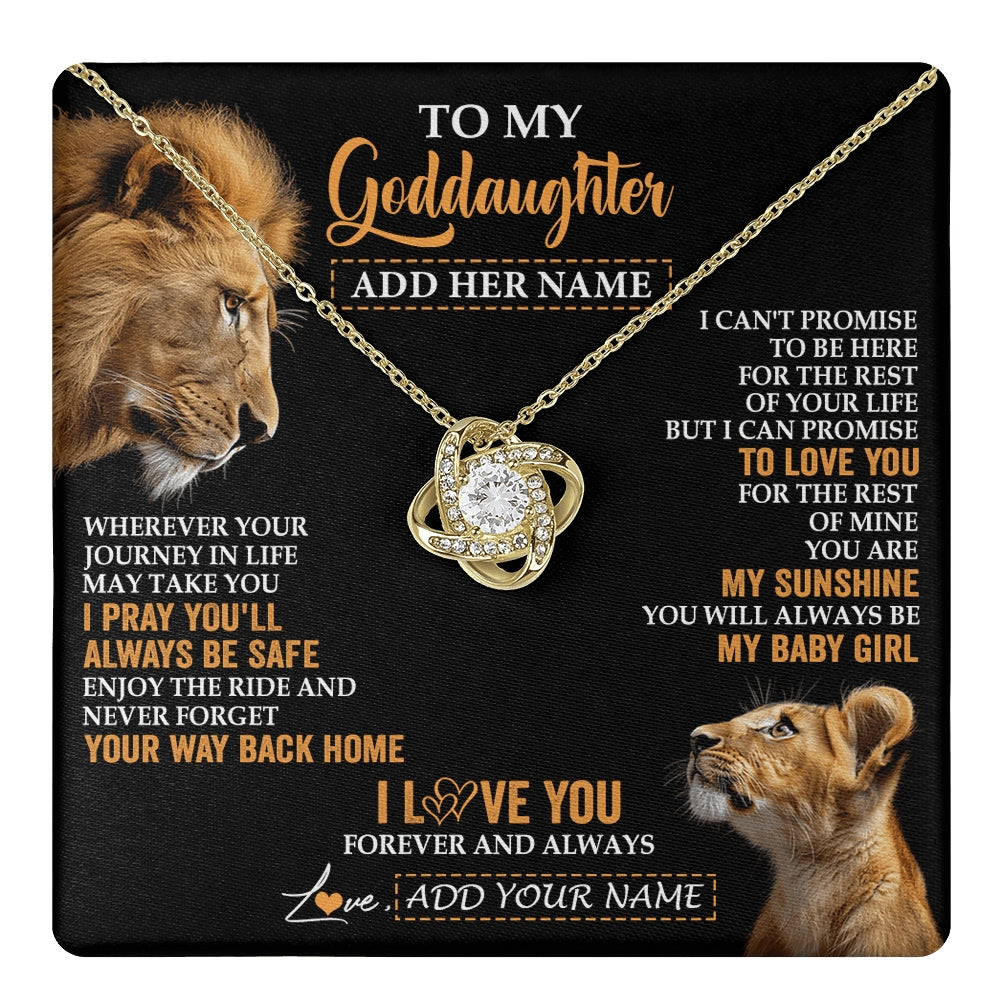 Love Knot Necklace 18K Yellow Gold Finish | 1 | Personalized To My Goddaughter Gifts Necklace From Godfather Wherever Your Journey In Life Lion Goddaughter Birthday Gifts Christmas Gift Box Message Card | https://teecentury.
