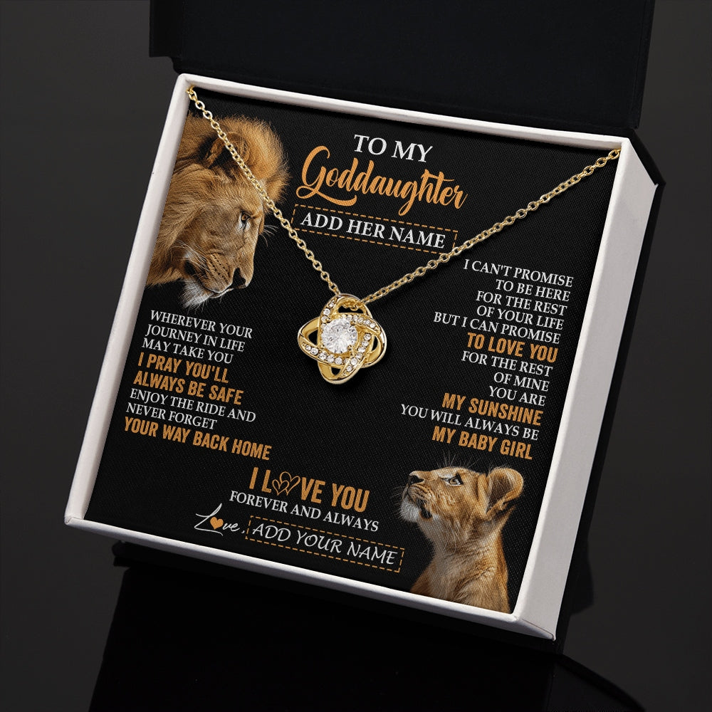 Love Knot Necklace 18K Yellow Gold Finish | 2 | Personalized To My Goddaughter Gifts Necklace From Godfather Wherever Your Journey In Life Lion Goddaughter Birthday Gifts Christmas Gift Box Message Card | https://teecentury.