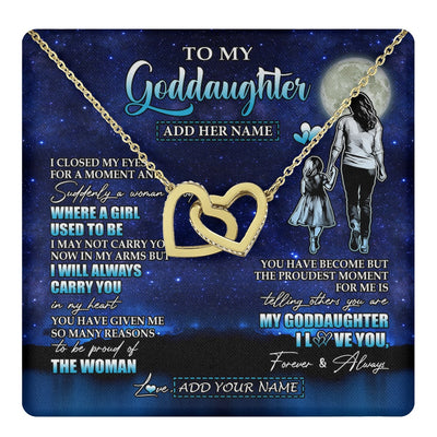 Interlocking Hearts Necklace 18K Yellow Gold Finish | 1 | Personalized To My Goddaughter Gifts Necklace From Godmother Aunt I Closed My Eyes For A Moment Goddaughter Birthday Graduation Christmas Gift Box Message Card | teecentury.myshopify