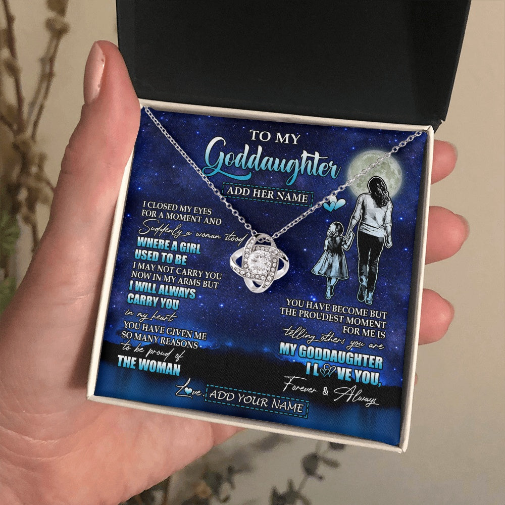 Love Knot Necklace 14K White Gold Finish | 2 | Personalized To My Goddaughter Gifts Necklace From Godmother Aunt I Closed My Eyes For A Moment Goddaughter Birthday Graduation Christmas Gift Box Message Card | teecentury.myshopify