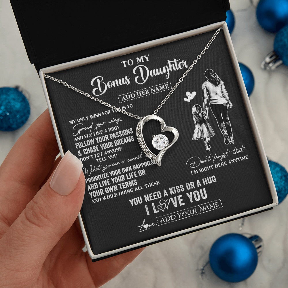 Forever Love Necklace 14K White Gold Finish | 2 | Personalized To My Goddaughter Gifts Necklace From Godmother Aunt My Only Wish For You Goddaughter Birthday Gifts Graduation Christmas Gift Box Message Card | teecentury.myshopify