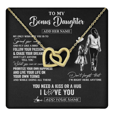 Interlocking Hearts Necklace 18K Yellow Gold Finish | 1 | Personalized To My Goddaughter Gifts Necklace From Godmother Aunt My Only Wish For You Goddaughter Birthday Gifts Graduation Christmas Gift Box Message Card | teecentury.myshopify