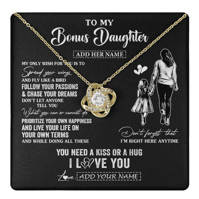 Love Knot Necklace 18K Yellow Gold Finish | 1 | Personalized To My Goddaughter Gifts Necklace From Godmother Aunt My Only Wish For You Goddaughter Birthday Gifts Graduation Christmas Gift Box Message Card | teecentury.myshopify