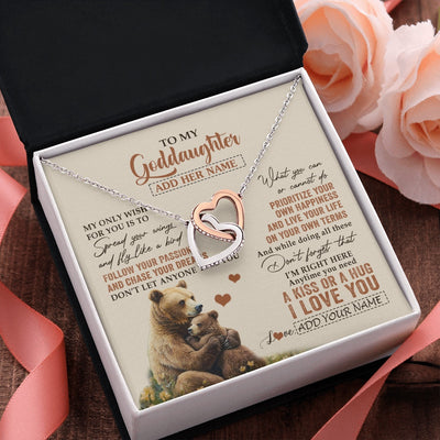 Interlocking Hearts Necklace Stainless Steel & Rose Gold Finish | 2 | Personalized To My Goddaughter Gifts Necklace From Godmother Bear My Only Wish For You Goddaughter Birthday Gifts Graduation Christmas Gift Box Message Card | teecentury.myshopify