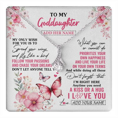Alluring Beauty Necklace 14K White Gold Finish | 1 | Personalized To My Goddaughter Gifts Necklace From Godmother Butterfly My Only Wish For You Goddaughter Birthday Gifts Christmas Gift Box Message Card | teecentury.myshopify