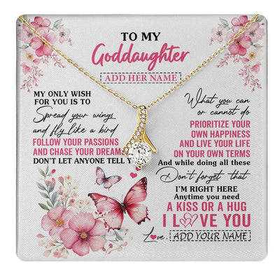 Alluring Beauty Necklace 18K Yellow Gold Finish | 1 | Personalized To My Goddaughter Gifts Necklace From Godmother Butterfly My Only Wish For You Goddaughter Birthday Gifts Christmas Gift Box Message Card | teecentury.myshopify