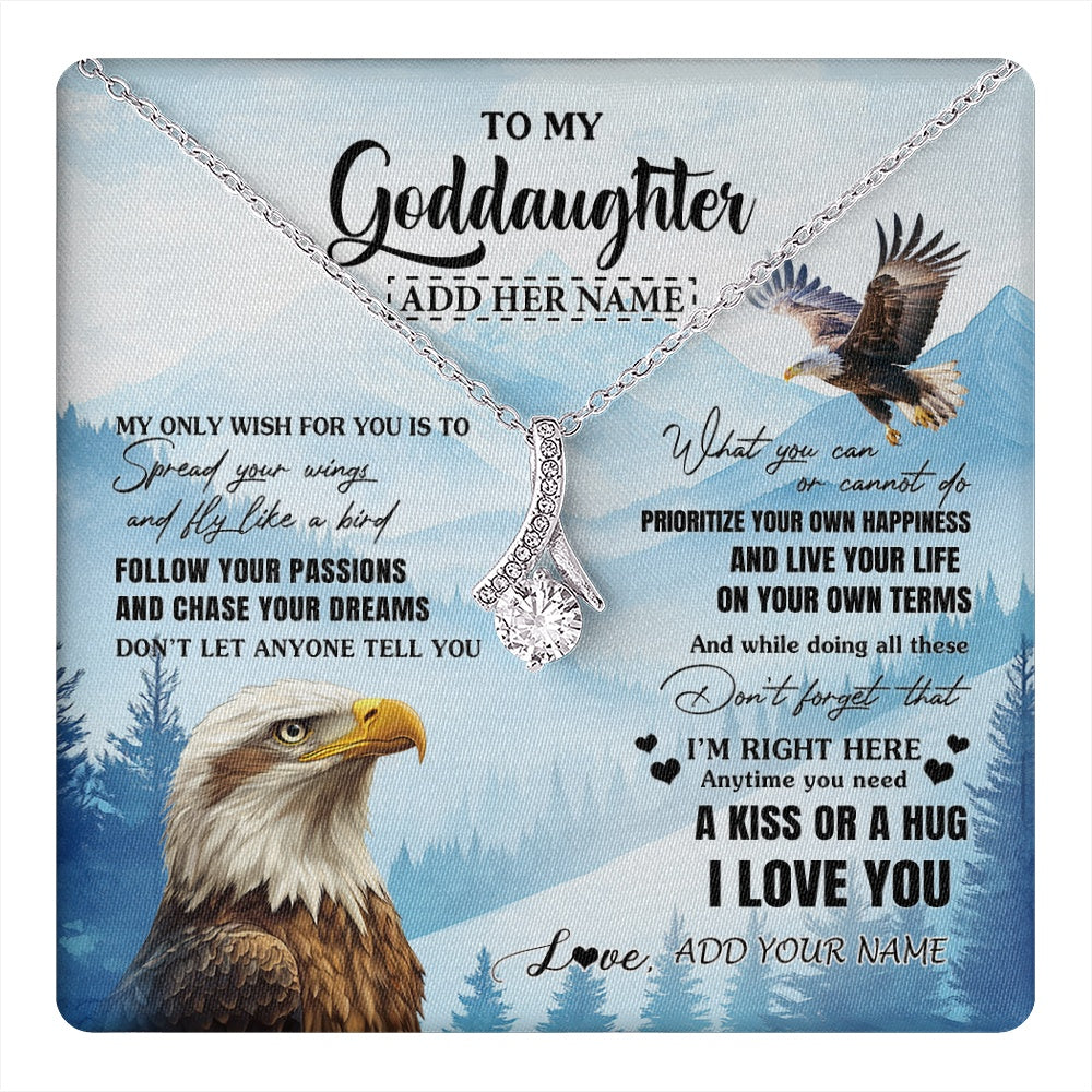 Alluring Beauty Necklace 14K White Gold Finish | 1 | Personalized To My Goddaughter Gifts Necklace From Godmother Eagle My Only Wish For You Goddaughter Birthday Gifts Graduation Christmas Gift Box Message Card | teecentury.myshopify