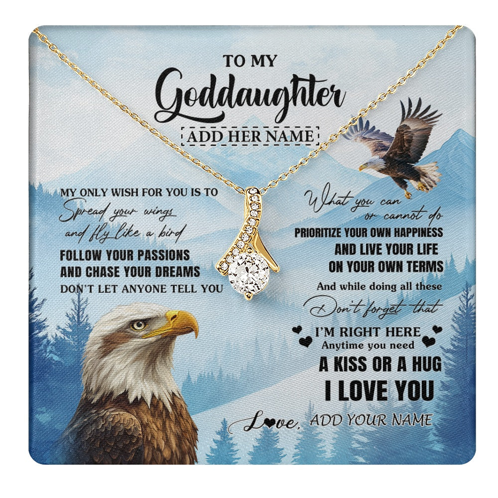 Alluring Beauty Necklace 18K Yellow Gold Finish | 1 | Personalized To My Goddaughter Gifts Necklace From Godmother Eagle My Only Wish For You Goddaughter Birthday Gifts Graduation Christmas Gift Box Message Card | teecentury.myshopify